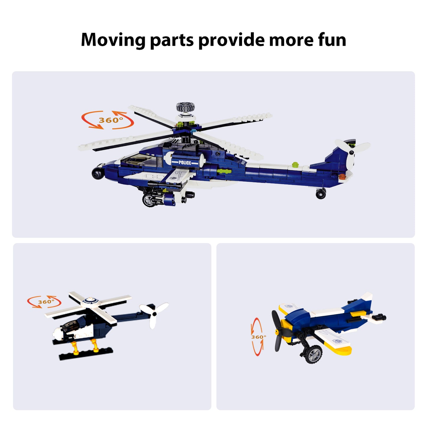 LULUFUN 8-in-1 Helicopter Toys Building Blocks, Gift for Age 14+ Kids Boys and Girls 381pcs