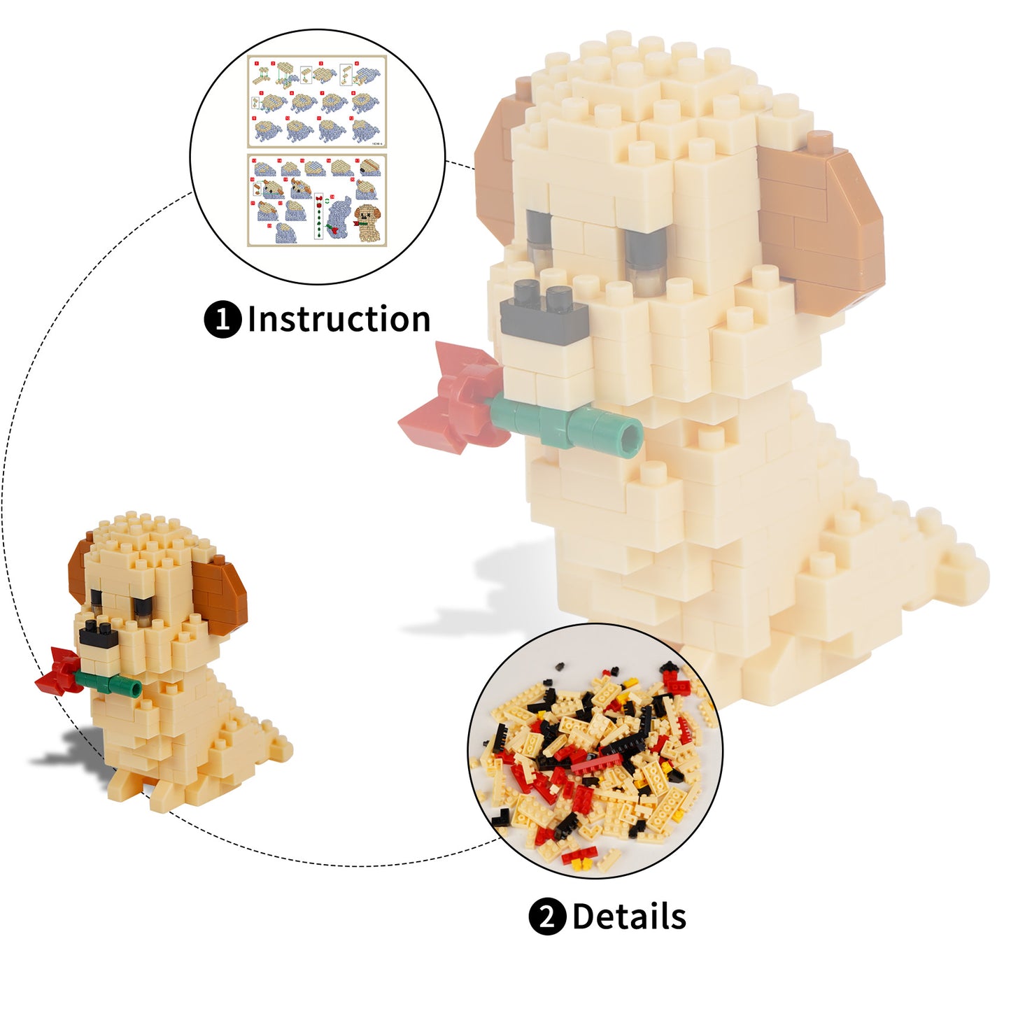 LULUFUN Dog Building Blocks Set, Micro Mini Animal Building Blocks Kit, Educational Building Toys, Gift for Adults and Children, Set of 8