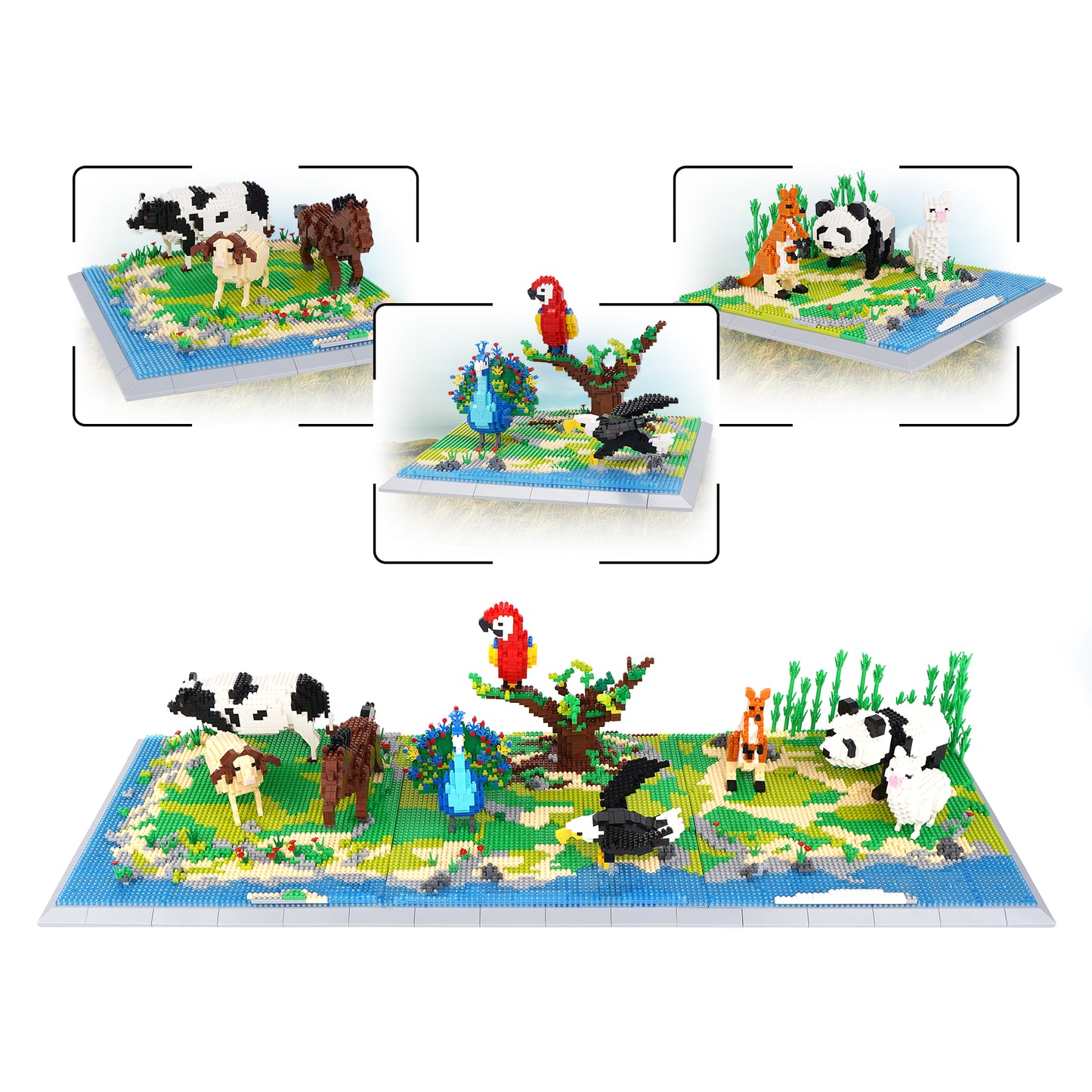 LULUFUN Animal Building Blocks Set Cow Horse Sheep, Gift for Kid and Adults(2018pcs)