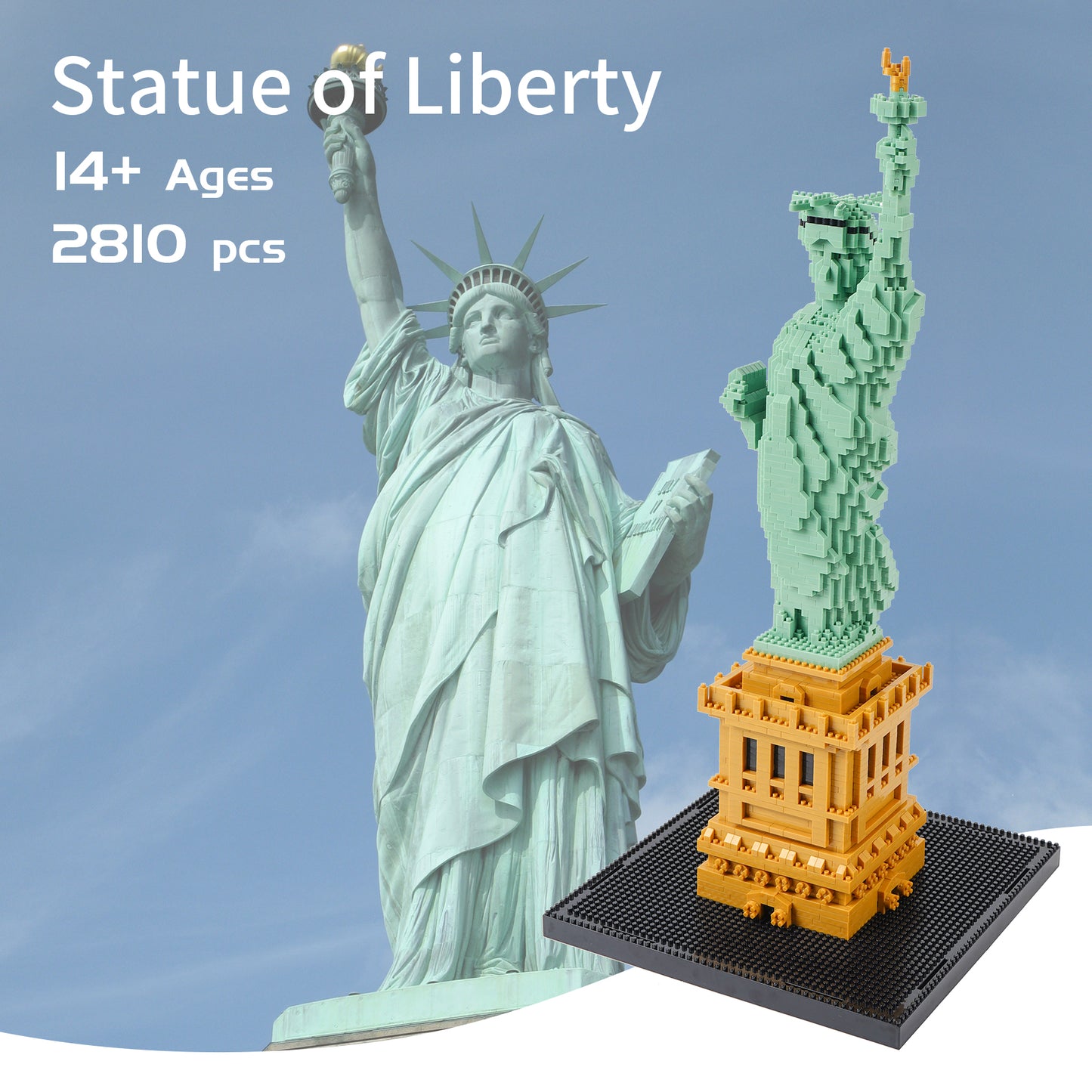 LULUFUN Statue of  Liberty Model Building Block Sets,World Famous Architecture  Mini Building Block, Educational Toys and Collection Sets ,Toy Gifts for Children and Adults 2810 pieces