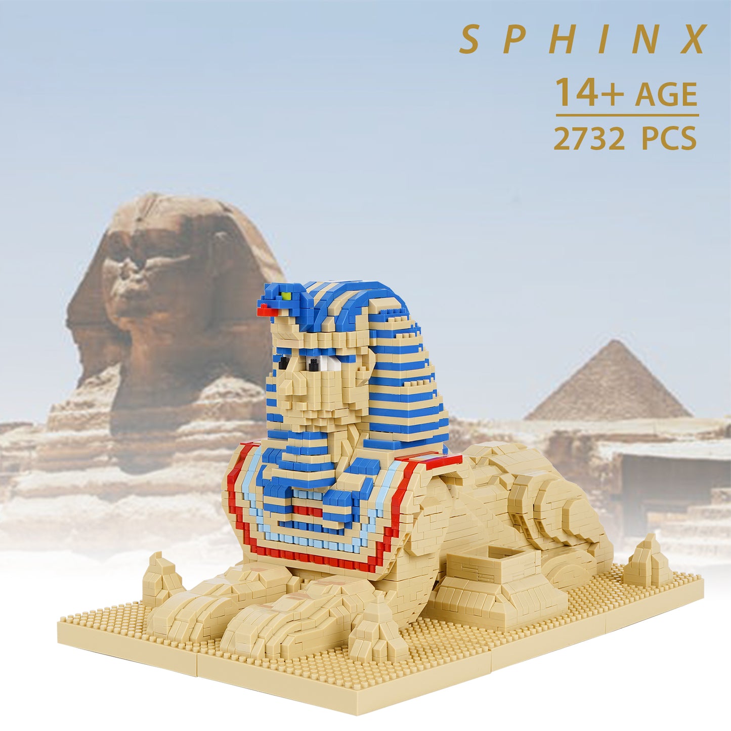 LULUFUN Sphinx Building Block Set, Egypt Architecture Building Toy, Mini Blocks Kit for Hobbyists, Gift for Adults and Children 2732cs