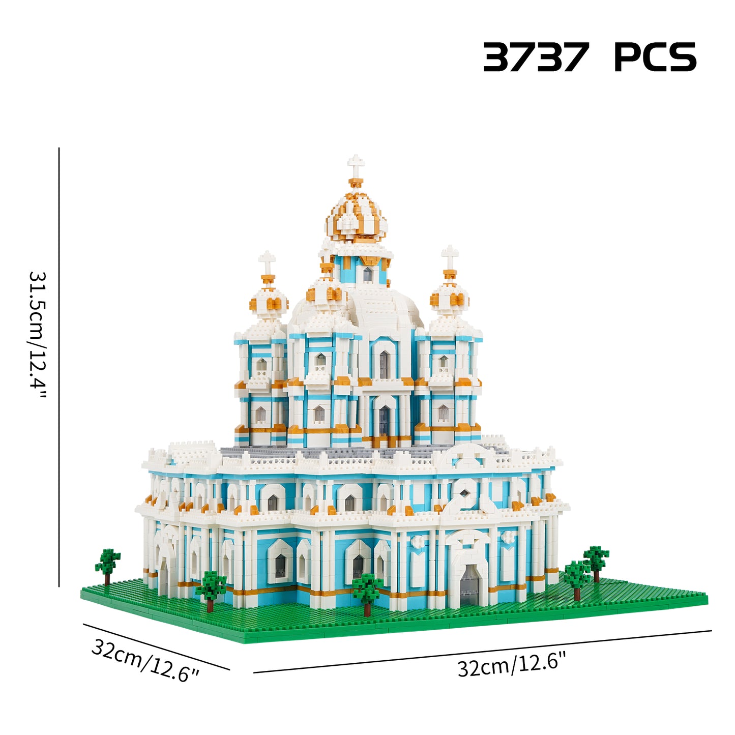 LULUFUN Smolny Cathedral Building Block Set, World Famous Architecture Model Toys, Micro Mini Blocks Kit for Hobbyists, Gift for Adults and Children 3737pcs