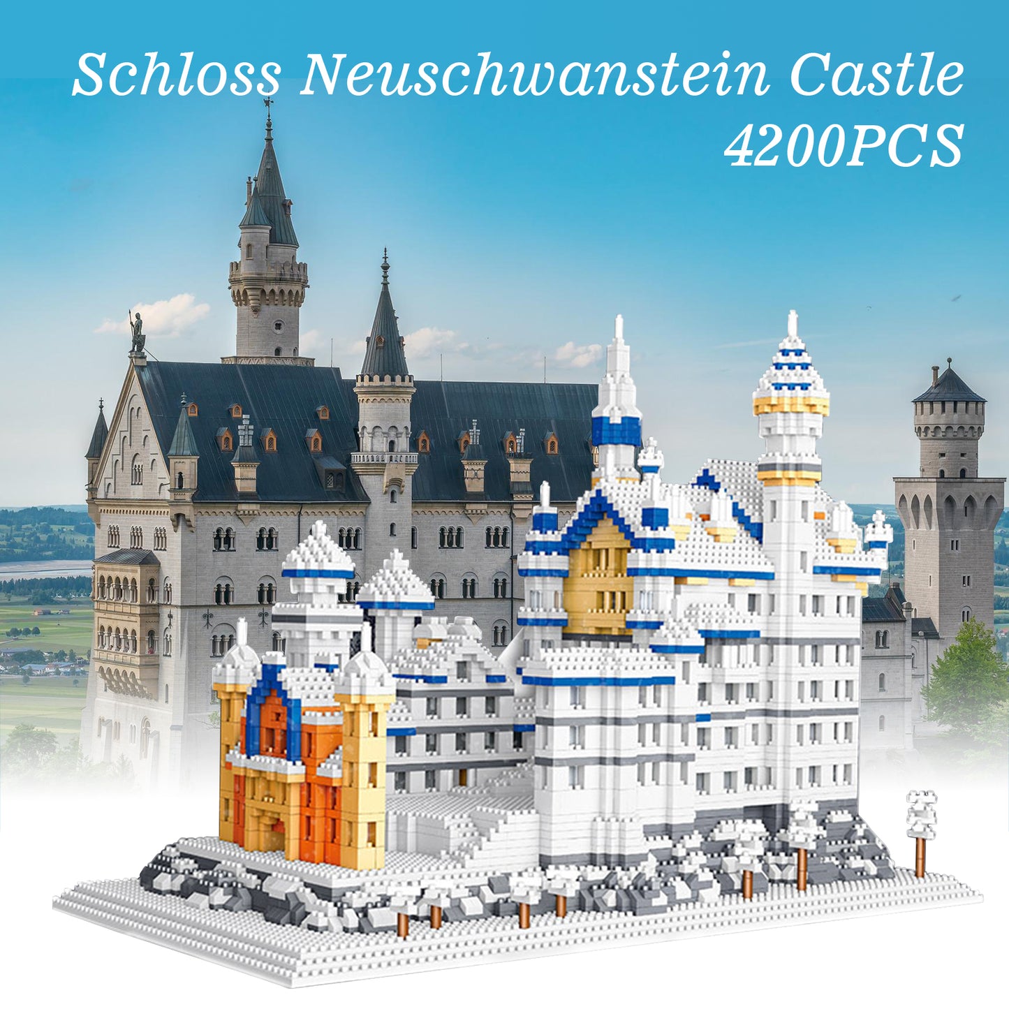 LULUFUN  Building Block Kit for Kids,Teens and Adults, Germany Famous Architecture Mini Block Set,Toy Gifts for Men and Women,Neuschwanstein Castle Model 4200 pieces