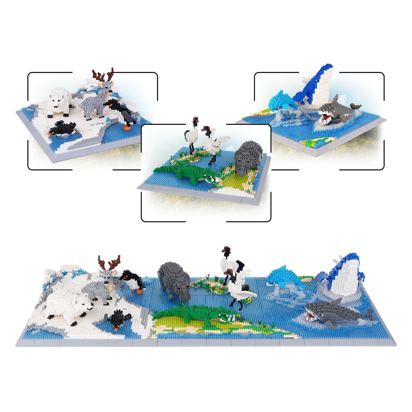 LULUFUN Animals Building Blocks Set Penguin Polar Bear Caribou, Gift for Kids and Adult(1880pcs)