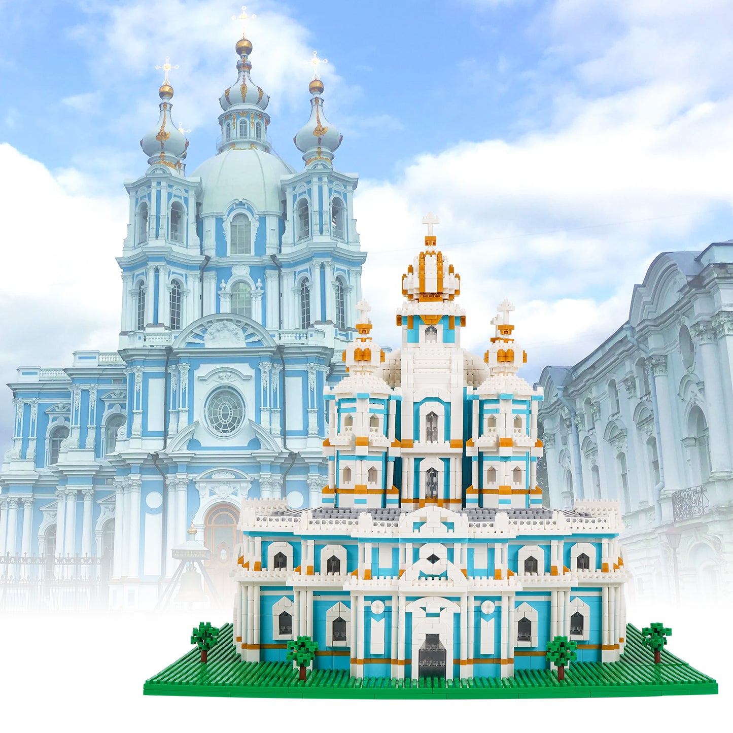 LULUFUN Smolny Cathedral Building Block Set, World Famous Architecture Model Toys, Micro Mini Blocks Kit for Hobbyists, Gift for Adults and Children 3737pcs