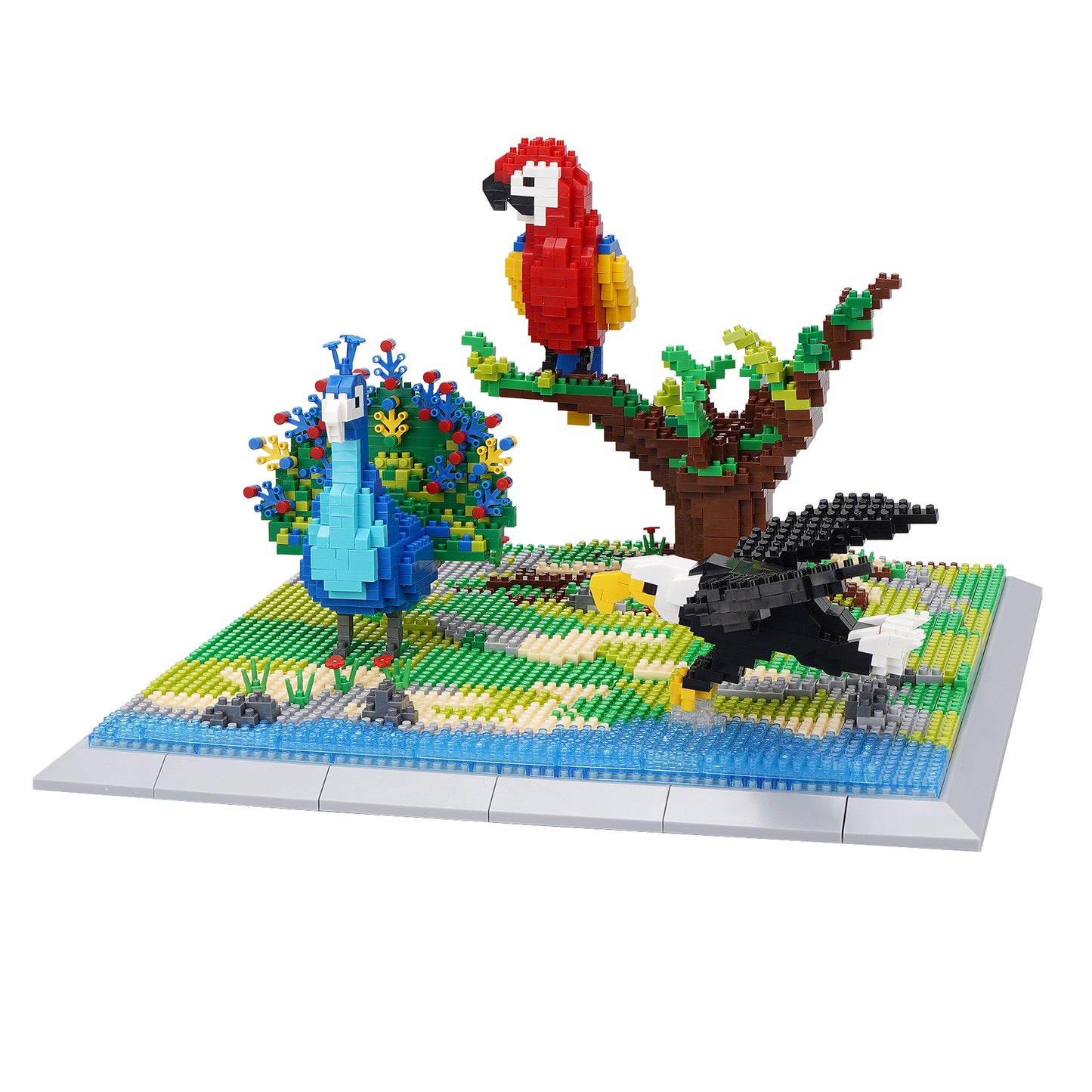 LULUFUN Animal Building Blocks Set Peacock Eagle Parrot, Gift for Kid and Adults(2120pcs)