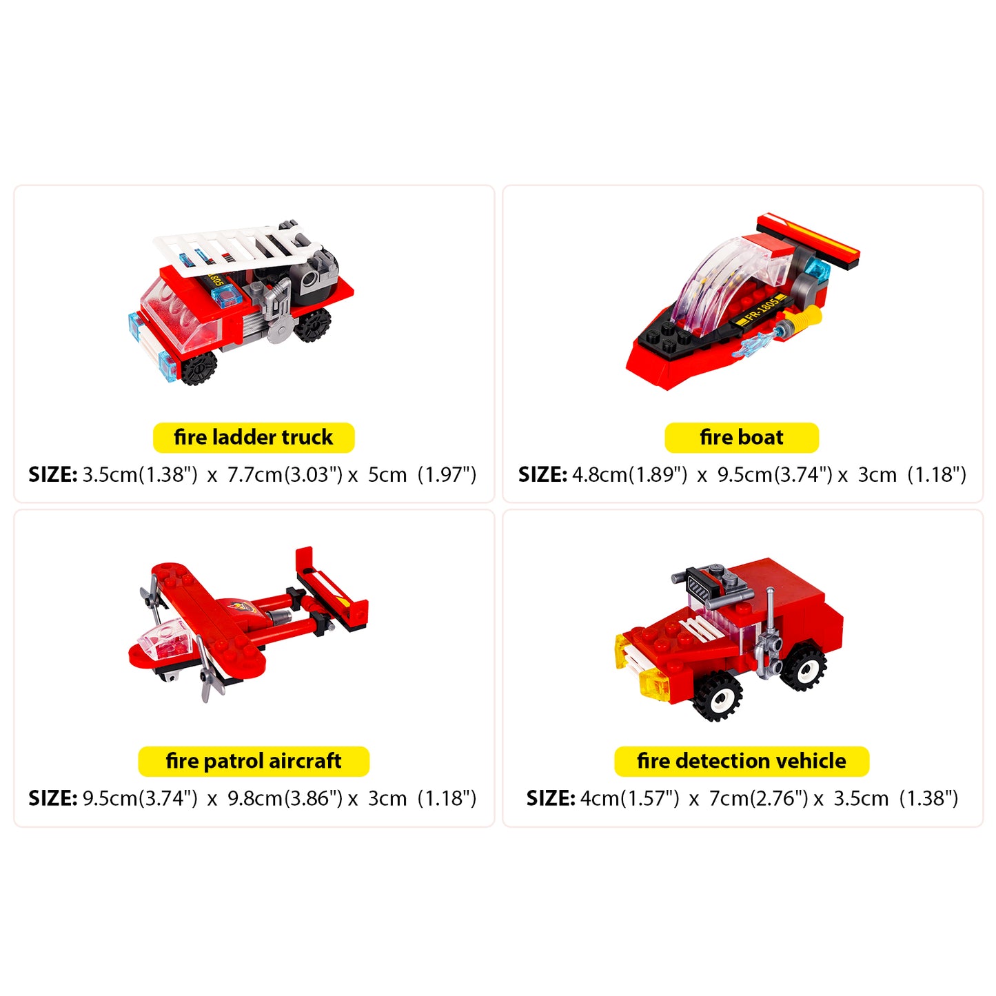 LULUFUN 8-in-1 Fire Truck Toys Building Blocks Set, Gift for Age 14+ Kids Boys and Girls 313pcs