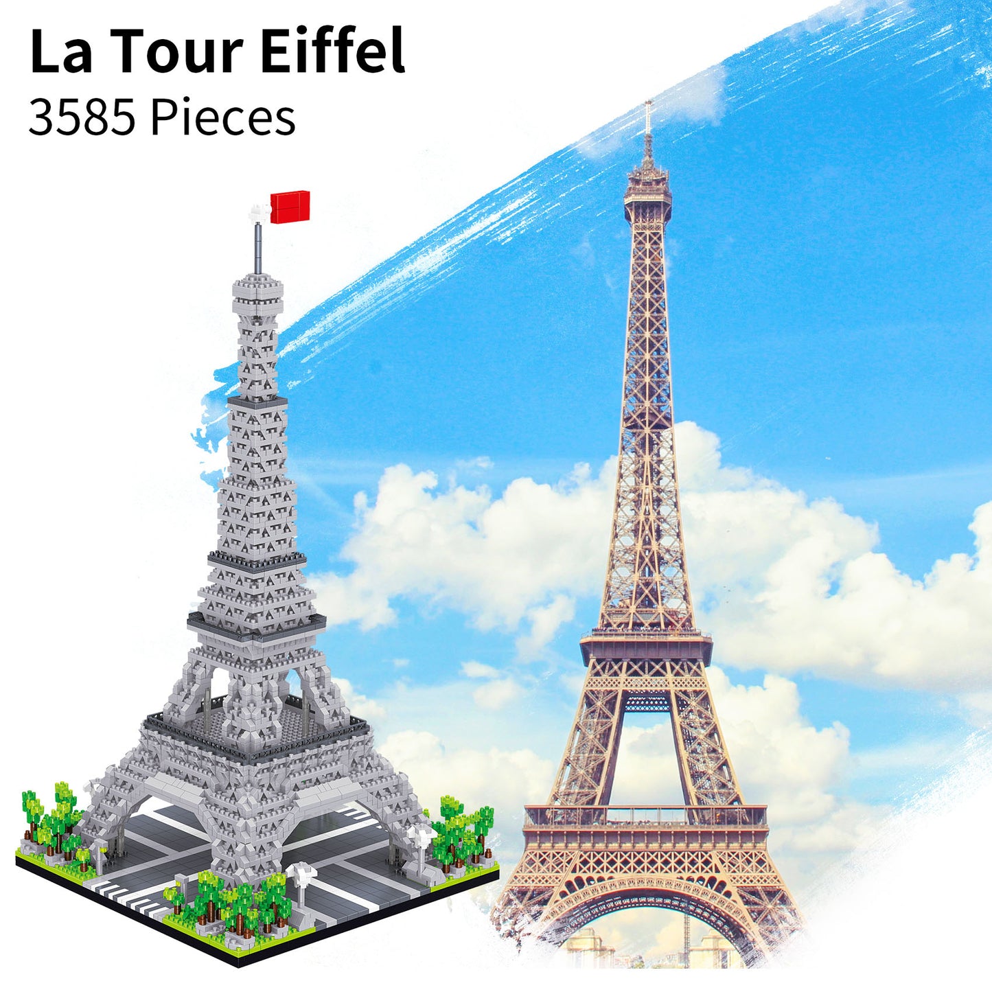 LULUFUN Eiffel Tower Mini Building Block, Famous Architecture Model Blocks Kit, Collectible Model Sets to build, Toy Gifts for Kids and Adults 3585pcs