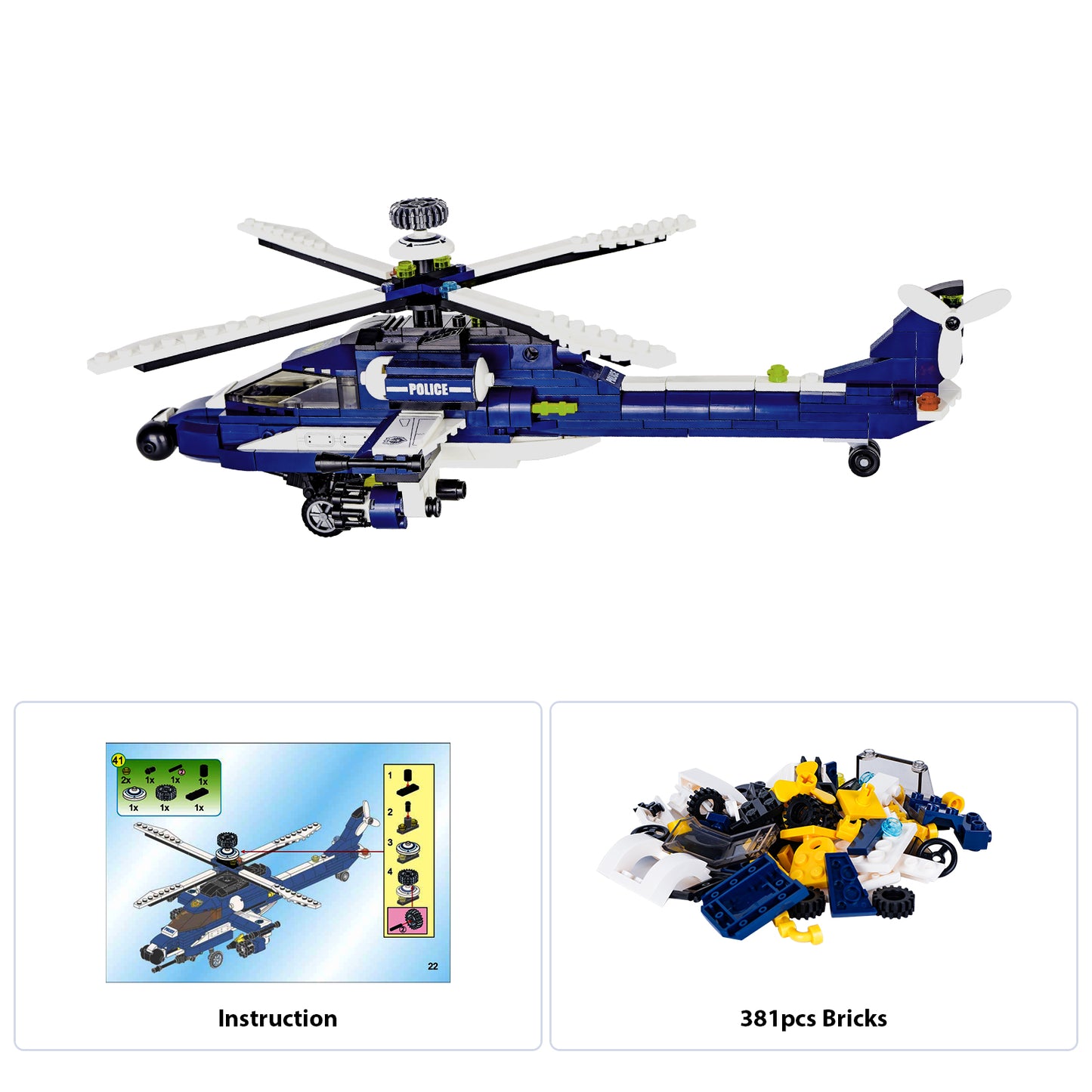 LULUFUN 8-in-1 Helicopter Toys Building Blocks, Gift for Age 14+ Kids Boys and Girls 381pcs