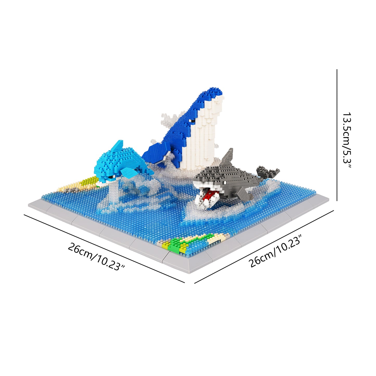 LULUFUN Animals Building Blocks Set Shark Whale Dolphin, Gift for Kids and Adult(1950pcs)