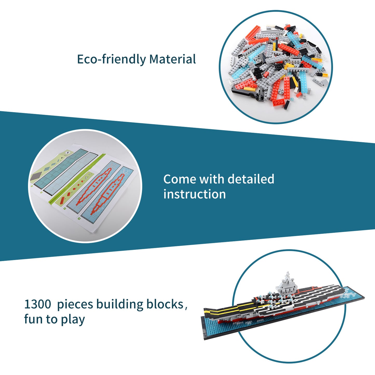 LULUFUN Aircraft Carrier Building Blocks Set, Gift for Birthday, New Year,Christmas (1300pcs)