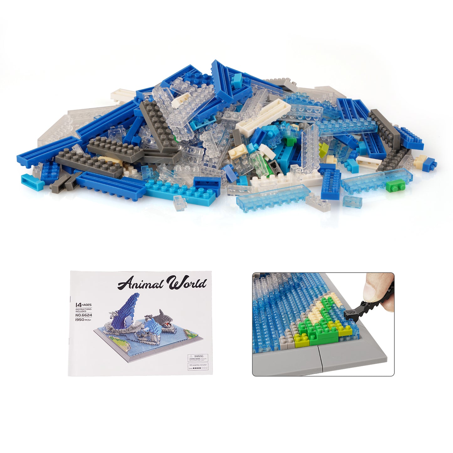 LULUFUN Animals Building Blocks Set Shark Whale Dolphin, Gift for Kids and Adult(1950pcs)