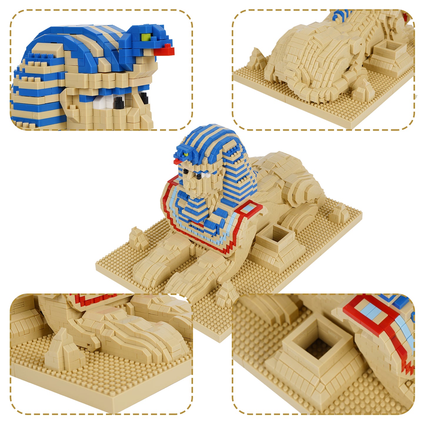 LULUFUN Sphinx Building Block Set, Egypt Architecture Building Toy, Mini Blocks Kit for Hobbyists, Gift for Adults and Children 2732cs