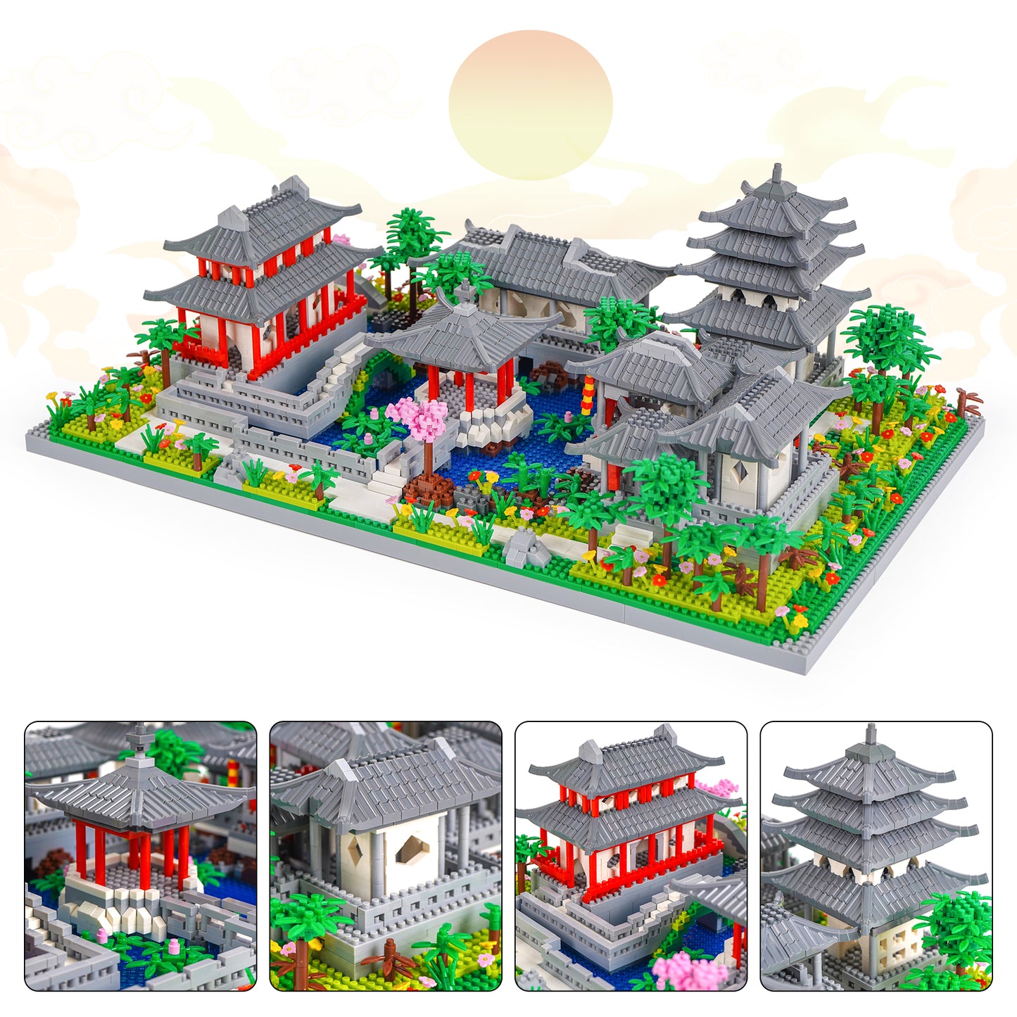 LULUFUN Chinese Architecture Building Blocks,The Classical Gardens of Suzhou Block Sets,Chinese Ancient Famous Architecture Mini Blocks Kits, Toy Gifts for Children and Adults(3930pieces)