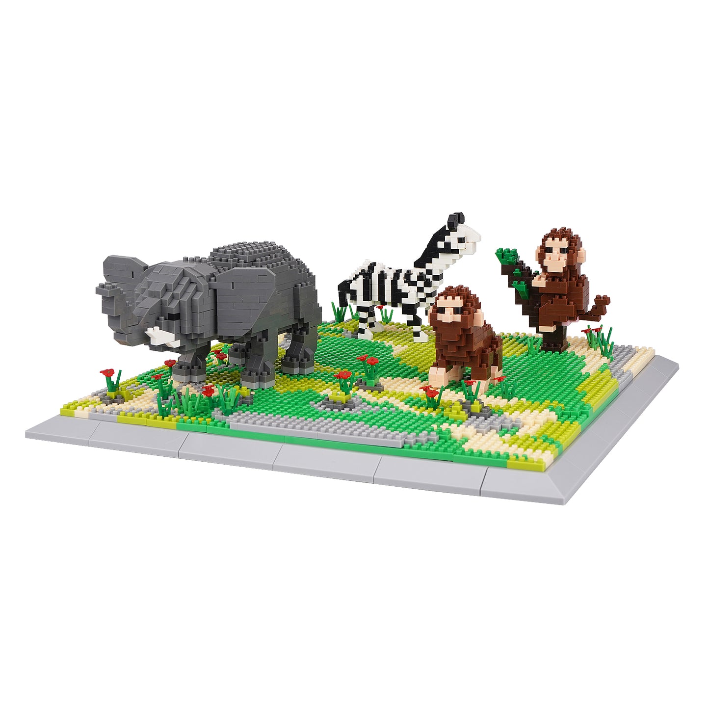 LULUFUN Animals Building Blocks Set Elephant Monkey Zebra, Gift for Kid and Adults(1980pcs)