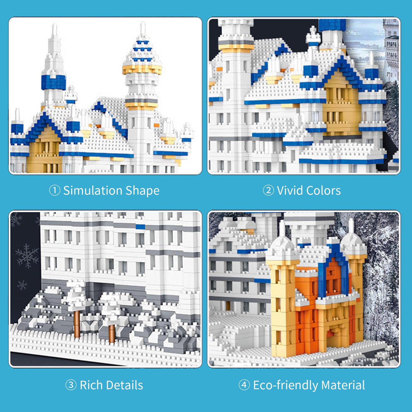 LULUFUN  Building Block Kit for Kids,Teens and Adults, Germany Famous Architecture Mini Block Set,Toy Gifts for Men and Women,Neuschwanstein Castle Model 4200 pieces