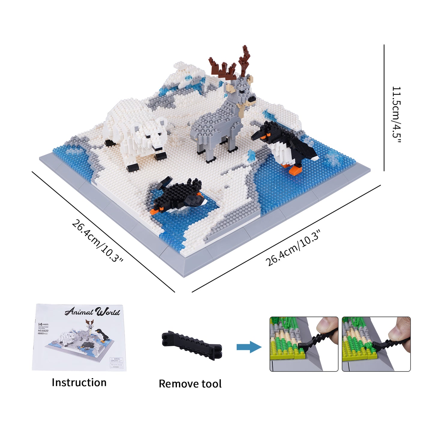 LULUFUN Animals Building Blocks Set Penguin Polar Bear Caribou, Gift for Kids and Adult(1880pcs)