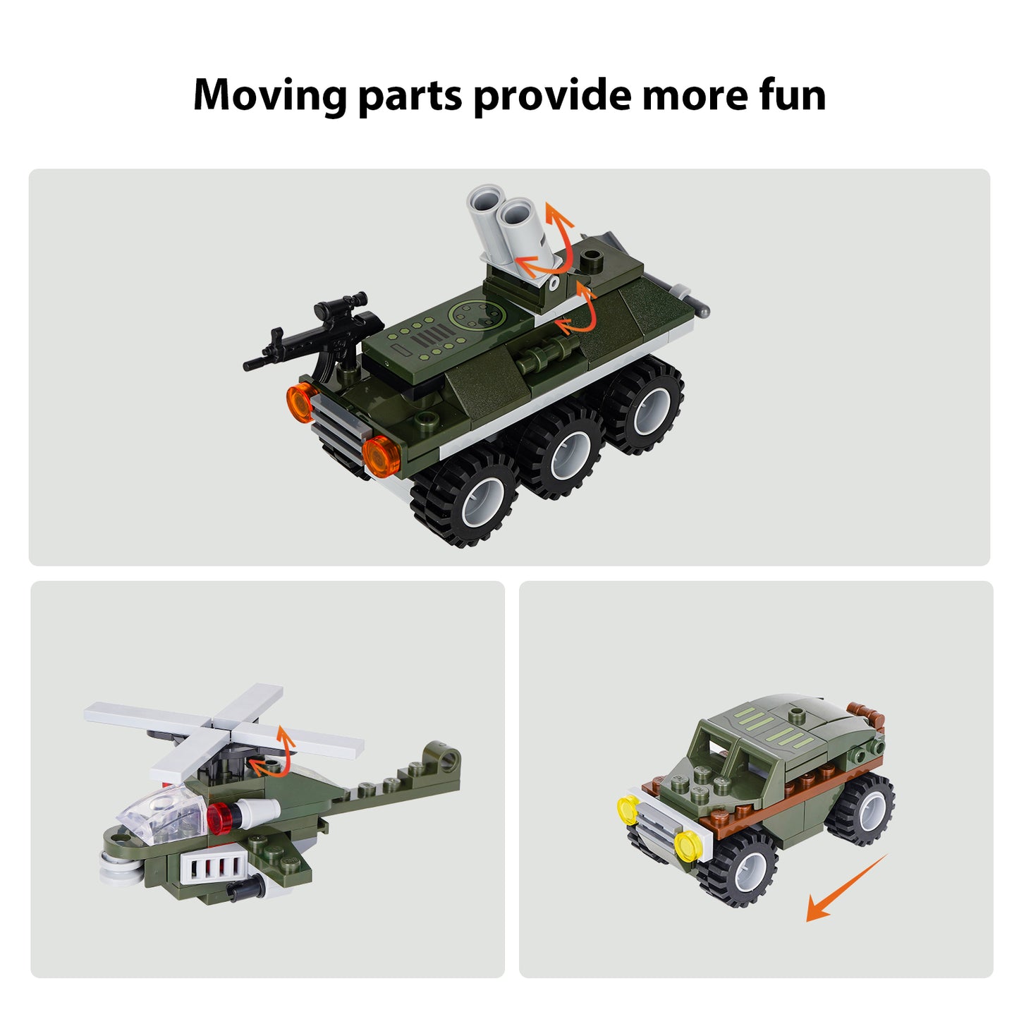 HSANHE Military Armed 8 in 1 Tank Building Blocks Set, Compatible with WW2  Armed (642PCS) Toys Gift for Boys 6-10, 8-14 Year